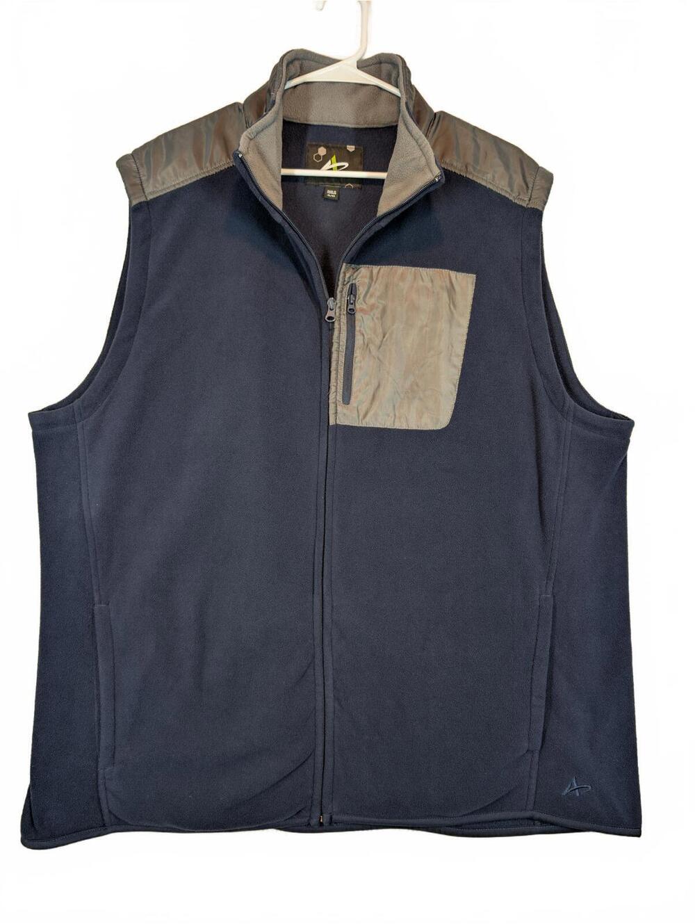 Athletech Fleece Zip Vest Full Zip Outdoor Casual Mens XL Navy Blue